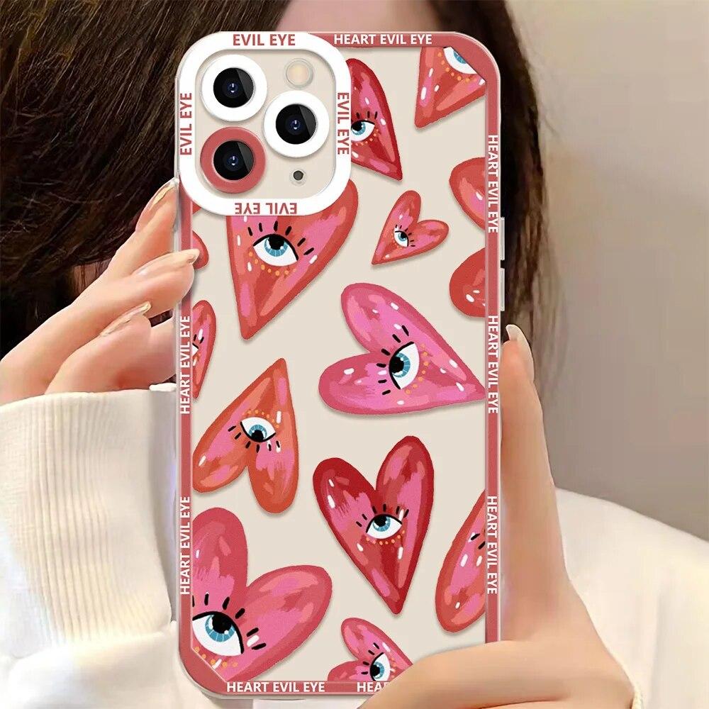 Red Eye Pattern Soft Phone Case For iPhone 15 14 Pro 12 11 13 Pro Max XR XS X 12 Mini 7 8 15 Plus SE Silicone Shockproof Cover
