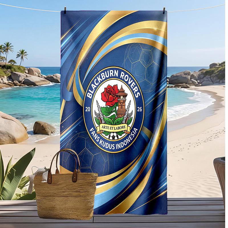 Blackburn Rovers Football Print Beach Towel, Large Soft Quick Dry Towel for Beach Camping Swimming