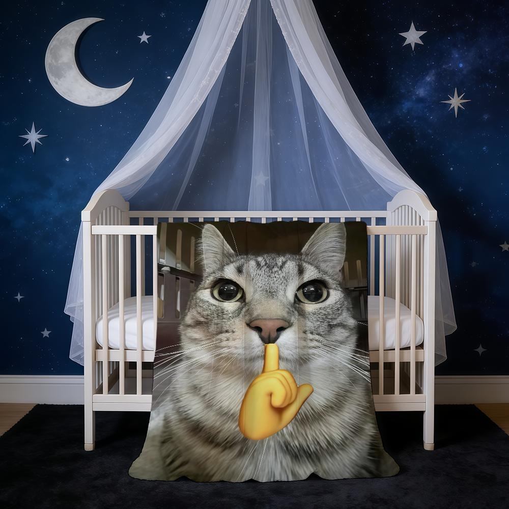 Blanket Super Warm Comfortable Plush Cute Throw Blanket Child Home Cat Meme Sofa Cartoon Bedroom Funny Gift