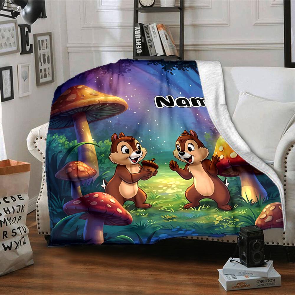 Custom Name "Adventurous Forest Friends" blanket for Couch & Bed, Plush Cozy Fuzzy Blanket Super Soft & Warm Blankets for Fall and Winter. 0908424