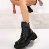 Большие размеры 43, черные армейские ботинки на платформе, женские, с металлическим декором, на шнуровке, на щиколотке, в стиле панк, с толстой подошвой, мотоциклетные ботинки