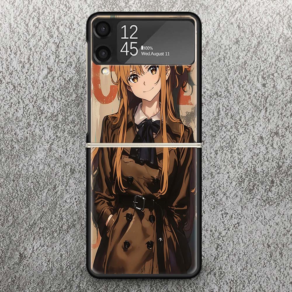 Anime Sword Art Online SAO Print Case For Samsung Galaxy Z Flip 3 4 5 6 7 5G Phone Shell Flip7 Flip6 Flip5 Flip4 Flip3 Pattern C