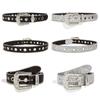 Cowgirl Studded Adjustable PU Leather Waistband Rhinestone Belt Bling Crystal