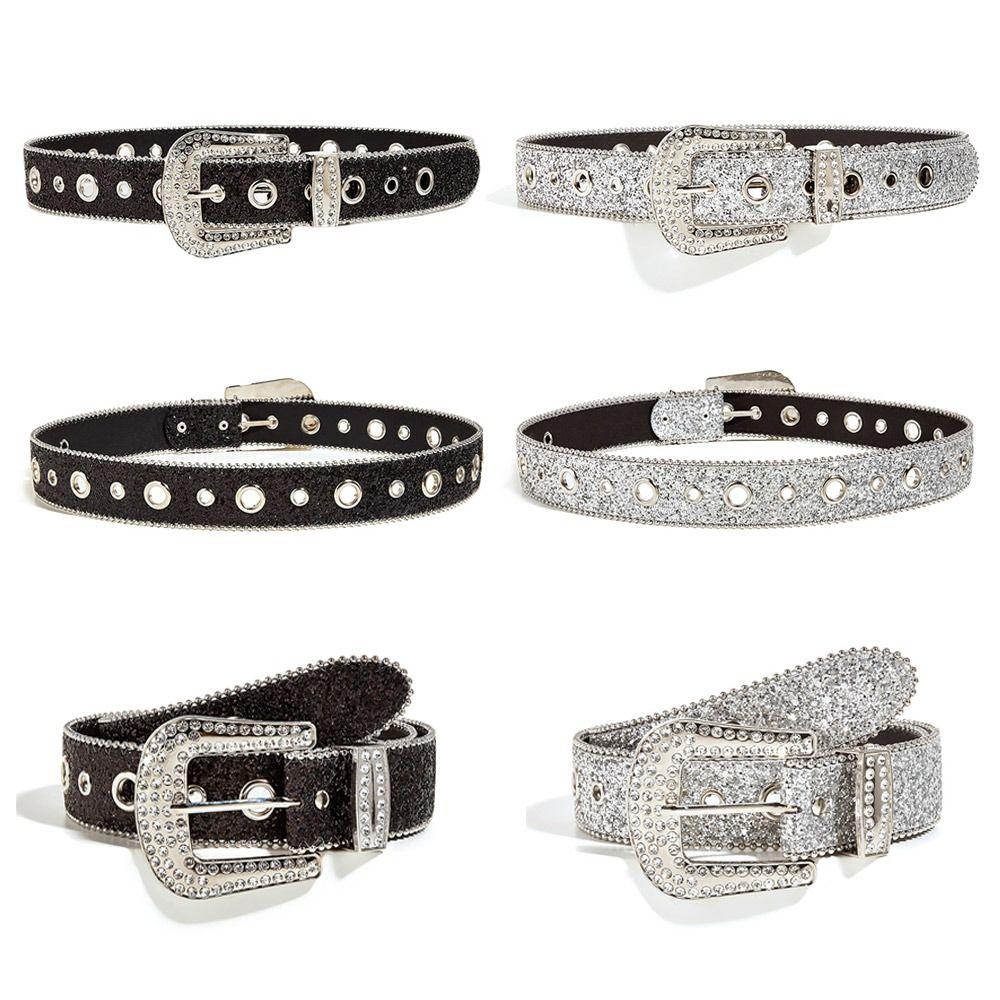 Cowgirl Studded Adjustable PU Leather Waistband Rhinestone Belt Bling Crystal
