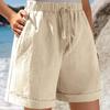Women Wide Leg Shorts Summer Stretchy Casual Chino Short Pants for Women High Waist Drawstring Straight Trousers Ropa