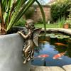 Unique Holiday Gift Ideas Vintage Angel Girl Statue, Planter Climber Cute Classical Decor Resin Figurine for Flower Pot Edge Weather Resistant Garden