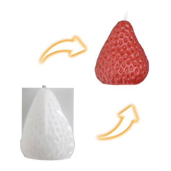 3D Strawberry Candle Silicone Mold DIY Handmade Aromatherapy Soaps Candles Mold Easy Release Non-Stick Surface Mold