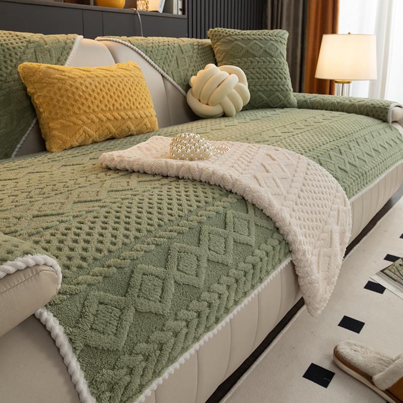 Winter Thickened Fleece Sofa Cushion New Genuine Leather High-End Four Seasons Universal Seat Cushions Non-Slip Cover Cover Cover Cloth