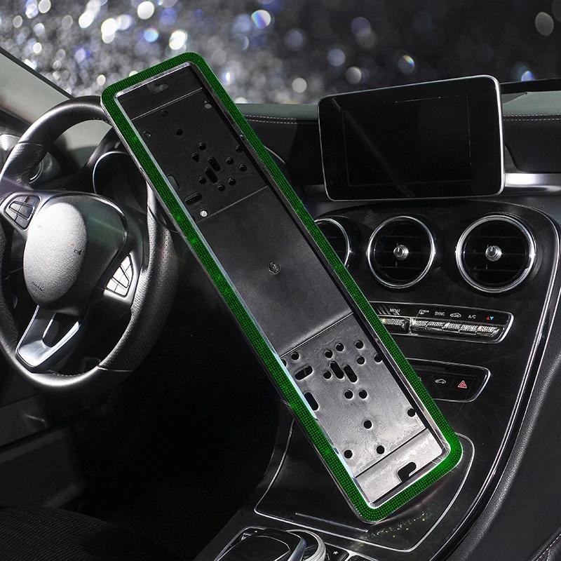 Bling Diamond Car Russian Auto License Plate Frame Holder Stainless Steel Auto Styling Exterior Accessories Women 53.5*12.5cm