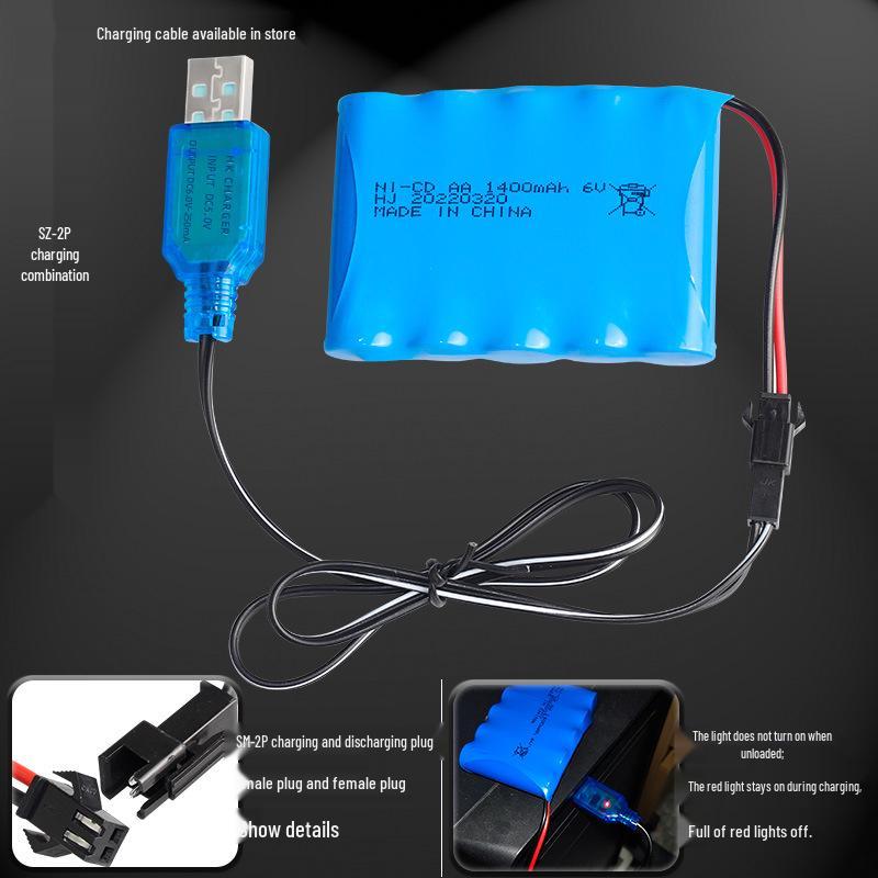 6V 1400mAh NiCd Перезаряжаемый набор батареек AA для игрушек на пульте управления (300 циклов)