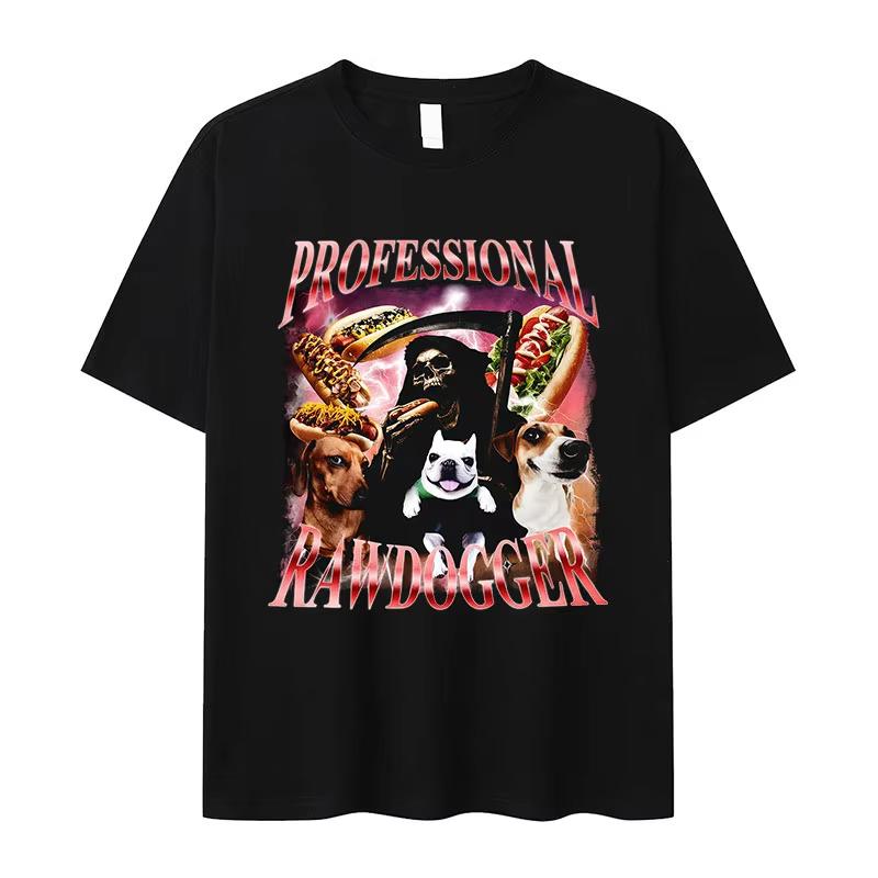 Professional Rawdogger Hot Dog Funny Meme T Shirt Women Vintage High Quality Fashion Tshirts Clothing Oversized Cotton Tshirt
