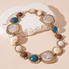 Vintage Gold Plated Resin Stones Necklace for Women Exaggerated Boho Ethnic Irregular Geometric Metal Choker Collar Jewelry Gift
