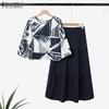 Women Print Blouse and Long Skirts Summer Two Piece Suit Sets