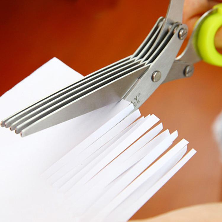 Stainless Steel Kitchen Scissors with Five Layers of Scallion Spice Shredded Food Office Paper Scissors