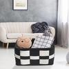 Черно-белая плетеная клетчатая корзина для хранения - Скандинавская кожа и войлочный контейнер для косметики и организации дома