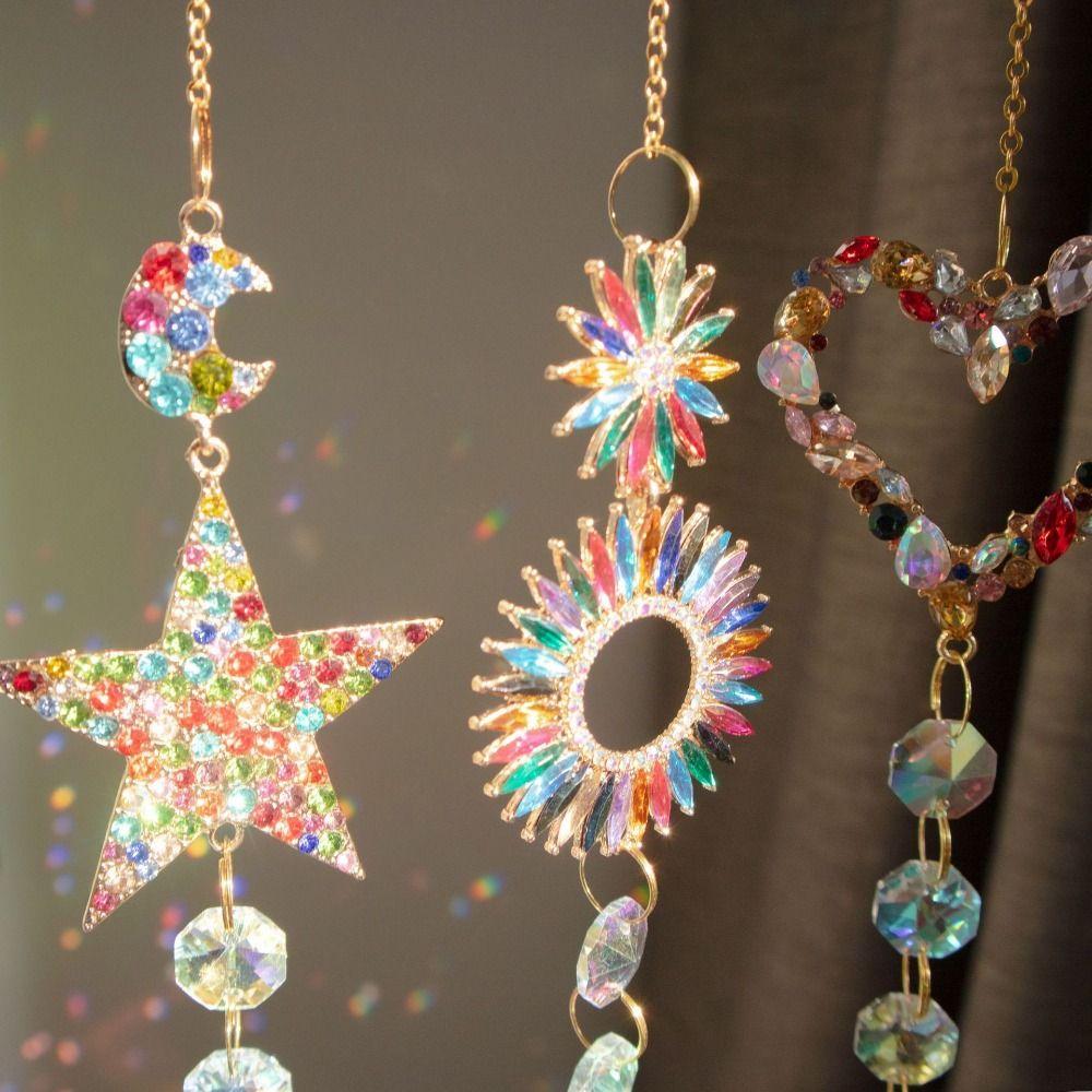 DIY Gardening Sun Catcher Shiny Crystal Wind Chime Colorful Hanging Catcher Ornaments Window