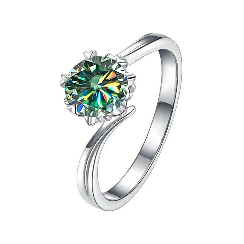 Bague Ringen S925 Набор с муассанитом цвета D, классическое женское кольцо с шестью когтями и снежинкой в один карат, с покрытием из 18-каратного золота