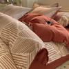 Thickened Cotton Bedding Set with Grinding Triangle Needle Design Ins Style - Quilt Cover Pillowcase And Sheet Set