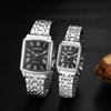 Пара календарей из нержавеющей стали 3ATM водонепроницаемый римские цифры аналоговый дисплей квадратный простой длина регулируемый кварцевые часы для пары серебряный бойфренд
