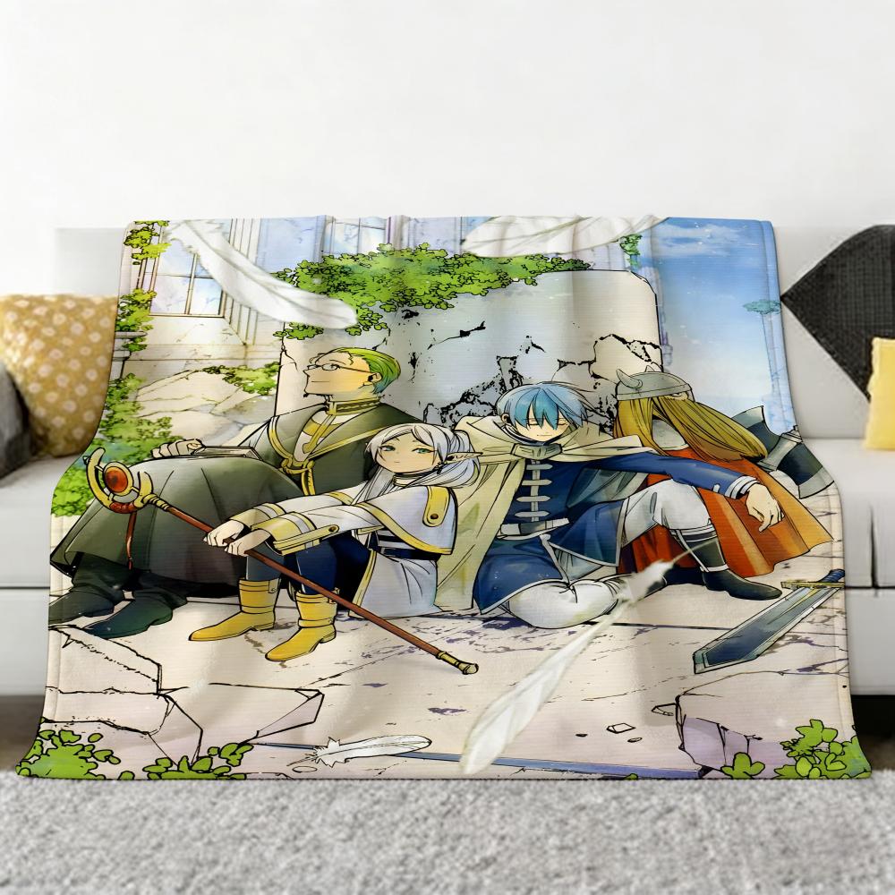 Anime S-Sousou n-no F-Frieren Throw Soft Cozy Flannel Throw Blanket for Sofa Bedroom and More
