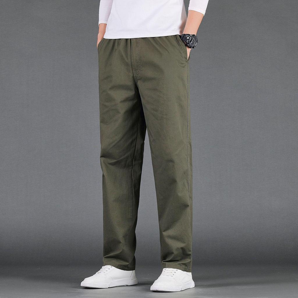 Men's Pure Cotton Cargo Pants - Loose Fit, Straight Leg, Plus Size, Spring/Autumn Style