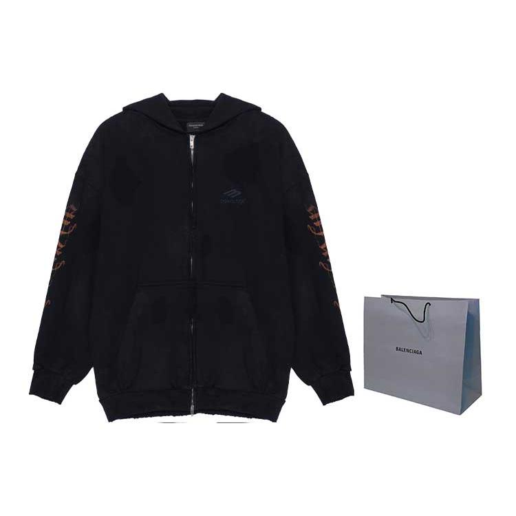 Balenciaga Худи на молнии в стиле хэви-метал, маломерит 744454TOVD81055