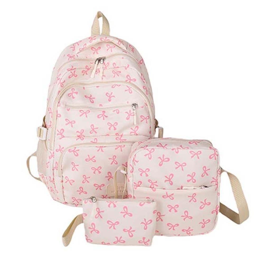 Daypack Three-piece School Bag Set Large Capacity Students School Bag Nylon Bow Backpack Sport