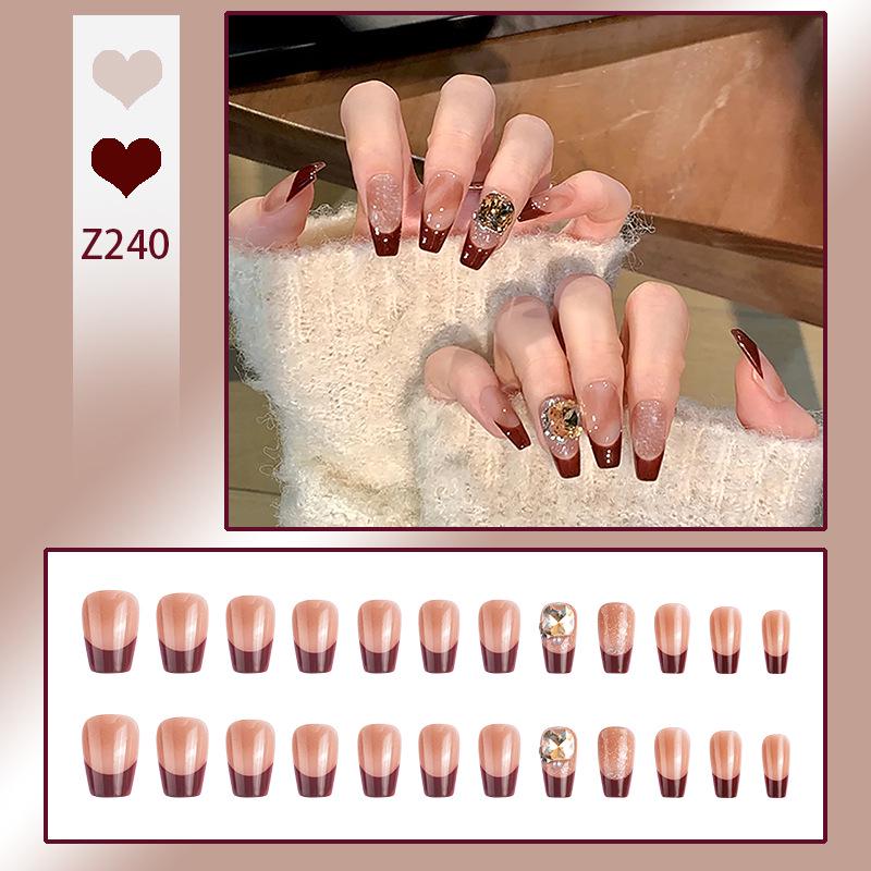 Роскошный прозрачный румянец, набор накладных ногтей «Розовый пузырь» с носимыми наклейками