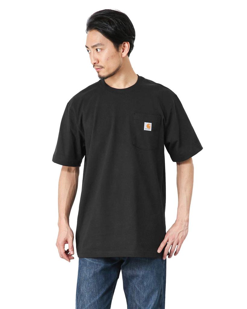 Мужская футболка Carhartt с коротким рукавом и карманом, размер, черный, CTK87,