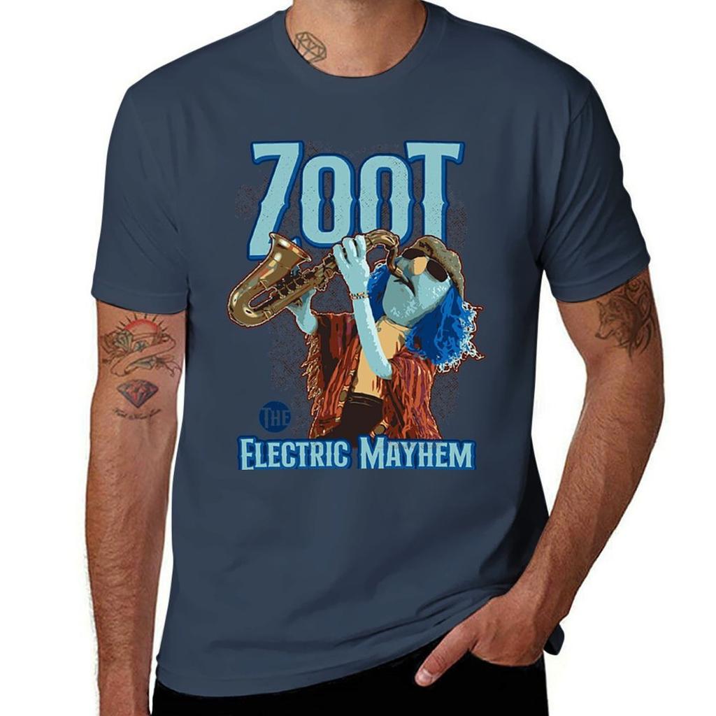 Bluehaired Saxophone Electric Mayhem Tshirt Basic Simple Casual Short Sleeve Tee