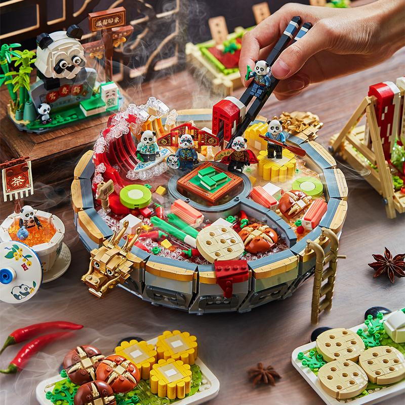 Creative LOZ Hot Pot Building Block Sets Sichuan Style City IDEAS Delicious Food Bricks China Pot DIY Educational Toys for Kids