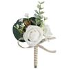 Flower Shaped Bridegroom Brooch Faux Silk Flower Suit Coat Pocket Decorative Corsage Imitation Rose Flower Gown Brooch Pin