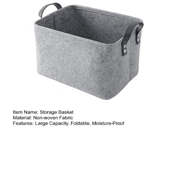 Felt Storage Basket Large Capacity Foldable Organizer with Sturdy Handles for Clothes