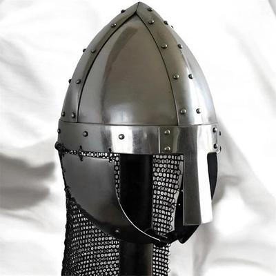 Средневековый шлем викинга, черный нормандский назальный шлем с кольчугой, LARP Renaissance для реконструкций, подарок коллекционерам косплея