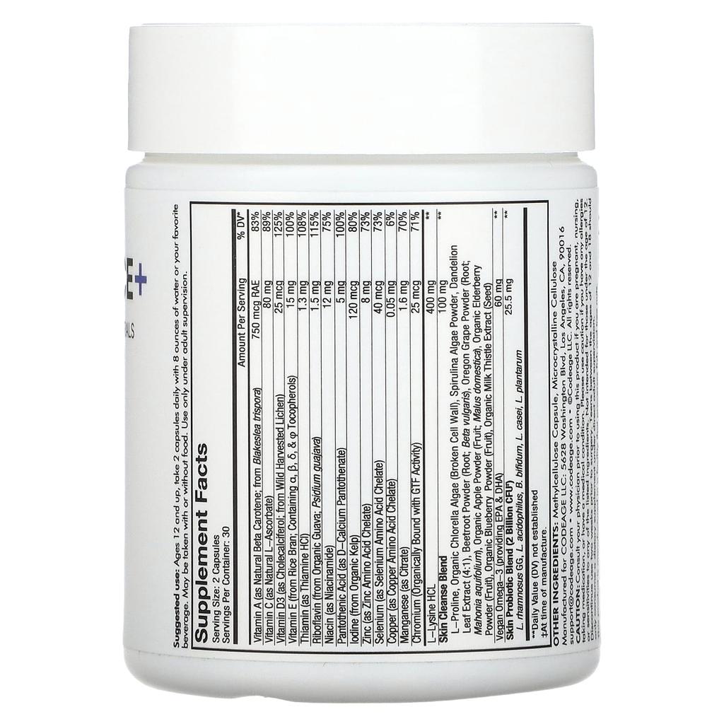 Codeage, Teen Clear Face Vitamin, for all skin types, 60 capsules