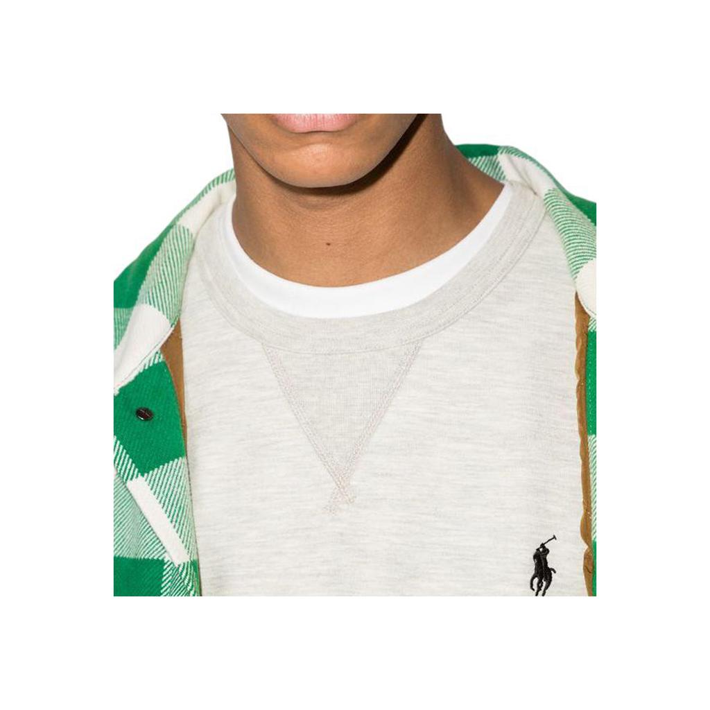 Мужская толстовка с круглым вырезом и вышитым логотипом Polo Ralph Lauren, серо-белая 710675313-020
