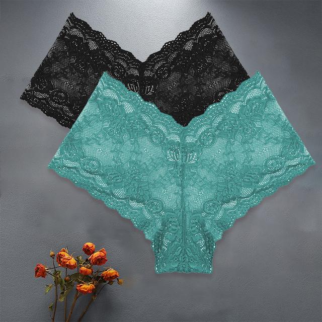 FINETOO 2PCS/Set High Waist Sexy Women Floral Lace Panties Lingerie Brief Girl Panty S-XL Underpants Female Underwear Intimates