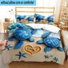 Ocean Love Turtles 3pcs Bedding,Including 1pc Duvet Cover And 2pcs Pillowcases Perfect for Christmas,Ideal for Bedroom, Dormitory