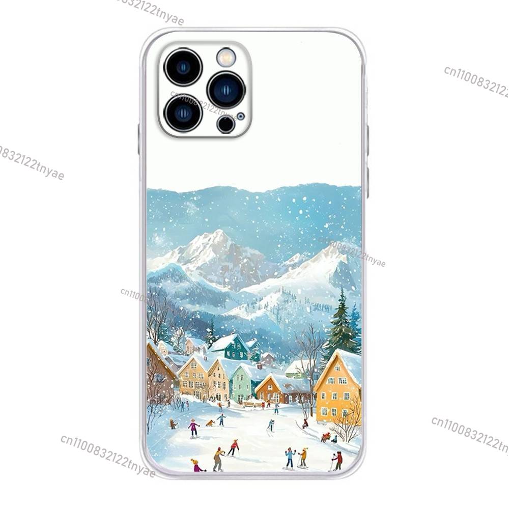 Natural Scenery Snow Mountain Phone Case for iPhone 16,15,14,13,12,11Pro,Max,17,Air,E,Mini Fingerprint Anti-Shock Rear Cover TPU