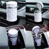 Portable Mini White Car Ashtray Cigarette Cylinder Holder With Blue LED Light