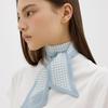AVVINA PELLE Long Twilly Silk Scarf - Houndstooth Misty Blue
