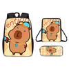Capybara Pattern Cartoon Backpack Shoulder Bag Pencil Case Three Set Piece
