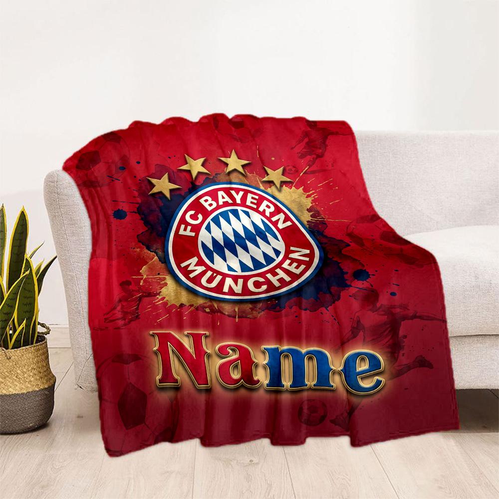 Bayern Munich Fan Artwork Customize Text Blanket Gift Personalized Blanket Durable Comfort Versatile for Bed Nap Seaside Sofa for All Occasions