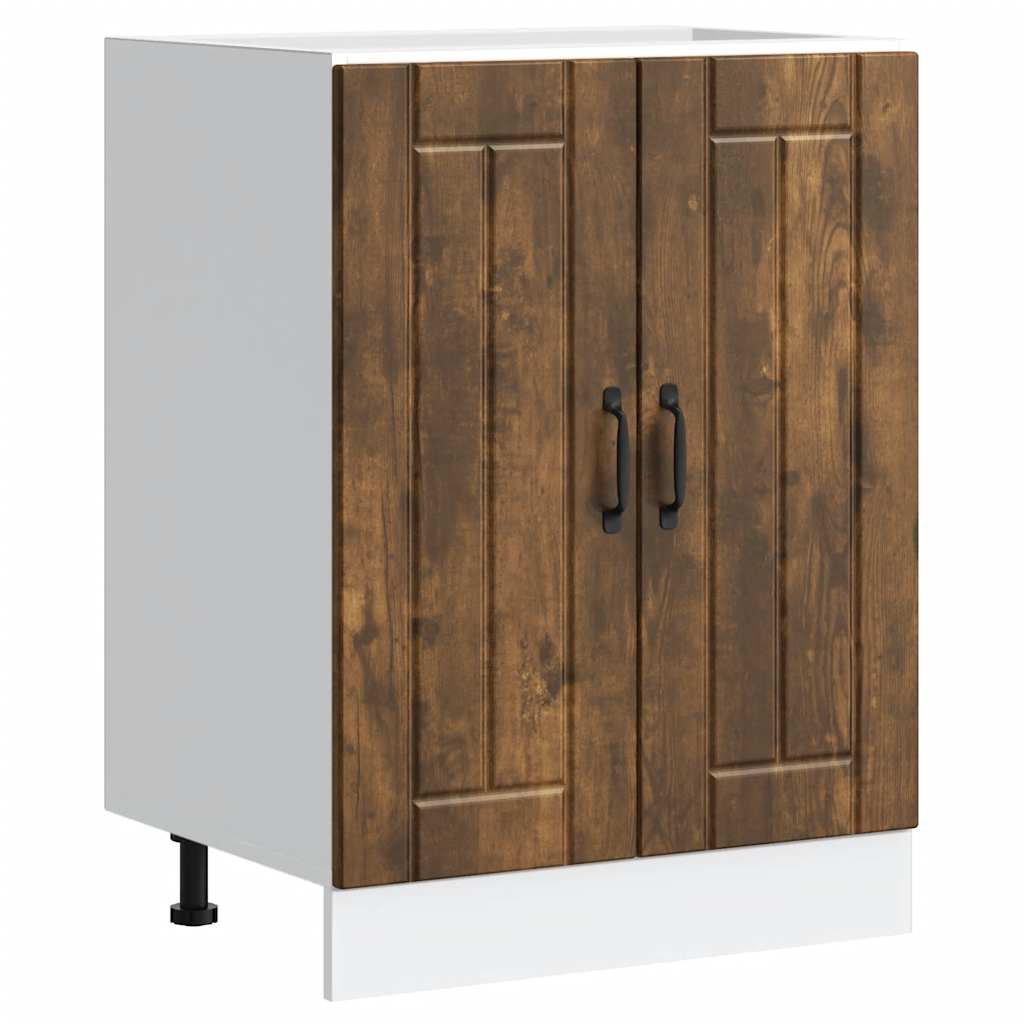 Lucca Kitchen Base Cabinet Smoked Oak Finish Wood Based Material