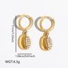 Novirassine Nautical Turtle Shell Hoop Earrings 18K Gold Plated Stainless Steel Zircon Jewelry for Women Summer Beach Dangle