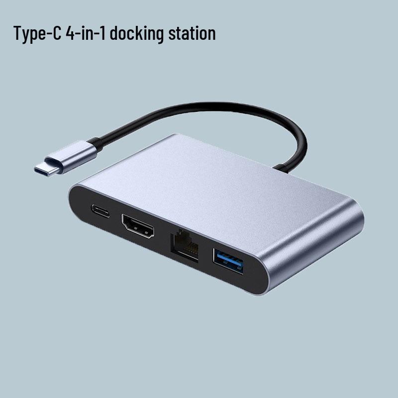 Универсальная док-станция 4-в-1 USB-C для ноутбука/iPad Apple с HD-конвертером, USB 3.0 и сетью 100 Мбит/с