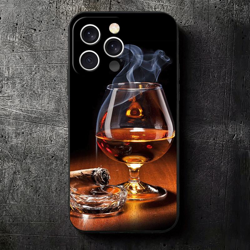 Мягкий чехол для телефона с изображением сигары, виски и льда для iPhone 16 16E 17 Air 15 Pro Max 14 Plus 13 Mini 11 12 7 Черный чехол Задняя крышка