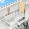 1 шт. Держатель для губки из нержавеющей стали с поддоном для слива - многофункциональный органайзер для кухни и ванной комнаты для чистящих средств, полотенец и щеток