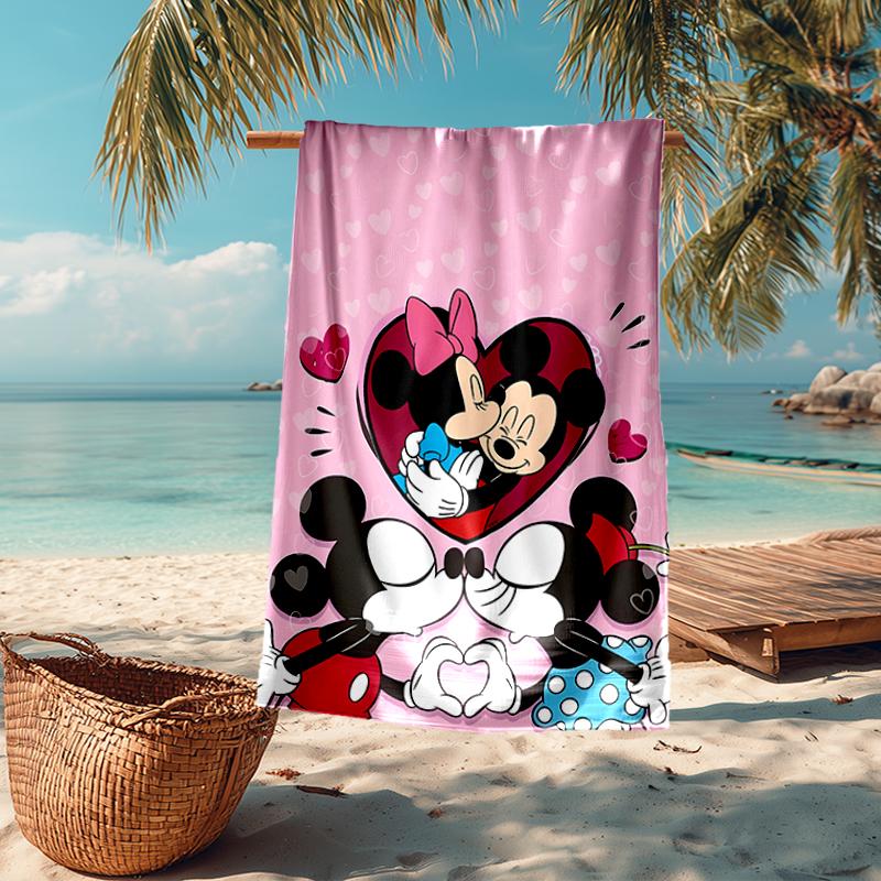 Ultra-Soft Beach Towel with Mickey-Minnie Theme,Ideal for Pool - Camping, Diving - Perfect Travel Essential, Vibrant Beach Towel.