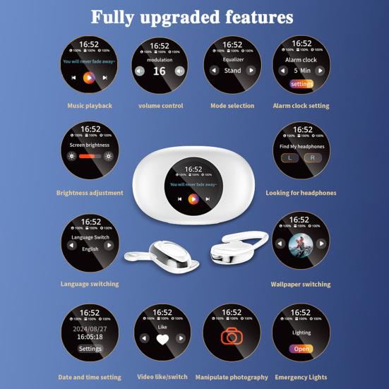 1 Pair Bluetooth-compatible Earphone with Earhook Noise Canceling HiFi Sound IPX5 Waterproof Wireless Over